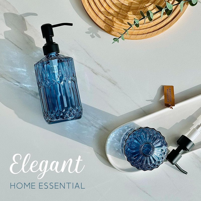 JASAI 18Oz Blue Soap Dispenser with Black Rust Proof Pump, Refillable Bathroom soap Dispenser with Thick Glass, Kitchen Soap Dispenser for Hand soap & Dish Soap.(Blue) - Image 5